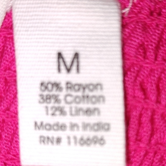 Midnight Sky linen blend wide straps cropped blouse pink Size: M - Picture 3 of 6